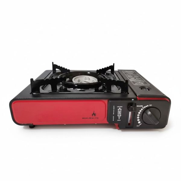 Portable Single-Burner Camping Gas Stove - Red &amp; Black