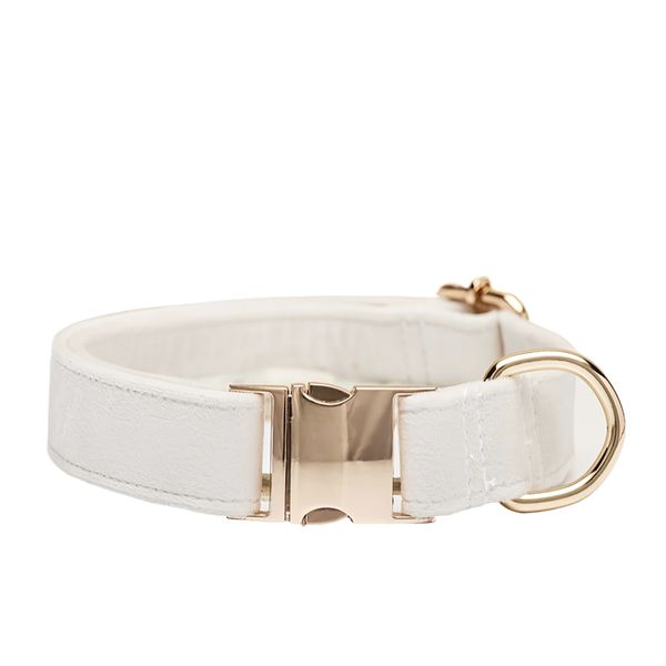 Velvet Pet Collar with Metal Buckle - Cream Large
