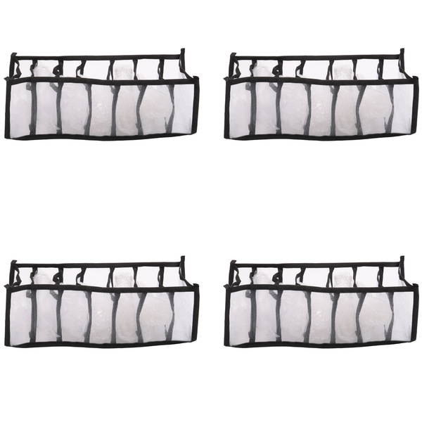 4Pcs Wardrobe Storage Organiser Jeans Compartment Storage Box Black