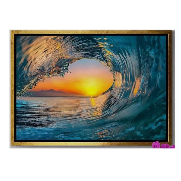 Blue, Orange Cotton Canvas cm Home Decor Wall Art