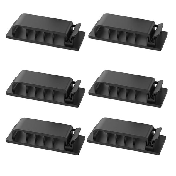 Home Office Self-Adhesive Cable Organiser 5 Hole holder Set of 6 (5cm)