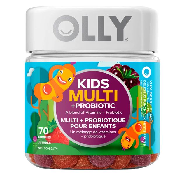 OLLY Kids Multivitamin &amp; Probiotic Gummy, Berry Flavour - 70 Gummies