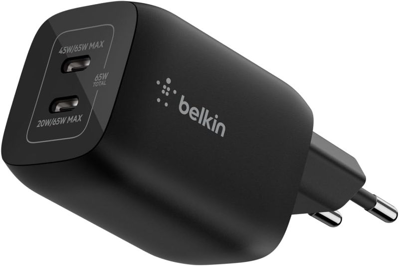Belkin Gaming Dual USB-C Wall Charger 65W For Nintendo Switch 2, Black