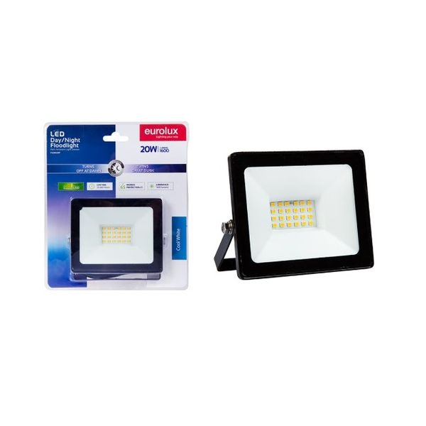 Eurolux LED 20w Floodlight Black with Day Night Sensor
