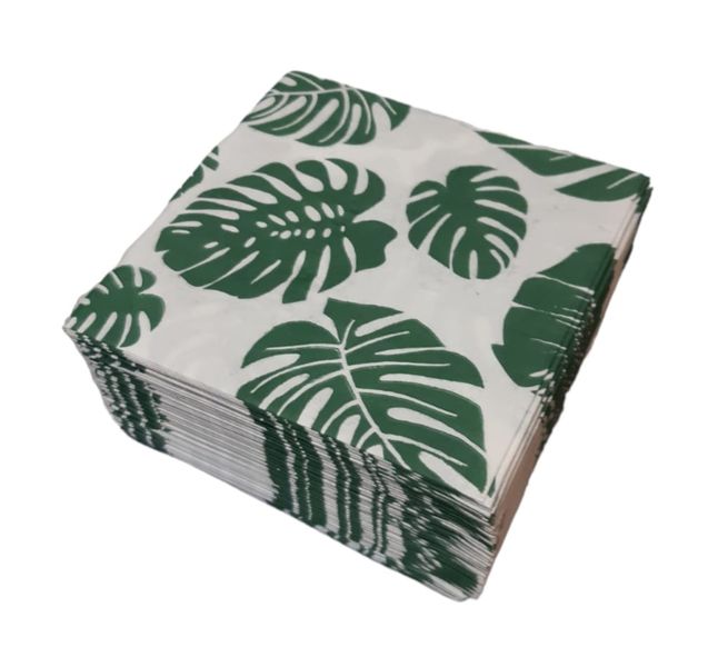 Paper 2 Ply Serviettes 100 Pack - Green Leaves