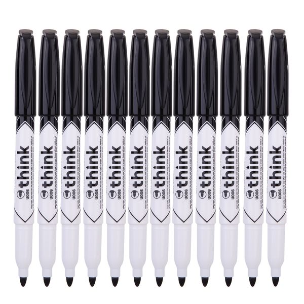 Deli Whiteboard Marker Slim Bullet Tip Boxed 12 Black