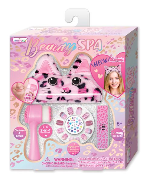 Hot Focus Leopard Beauty Spa Kit - Girls Pamper Set incl Facial Brush