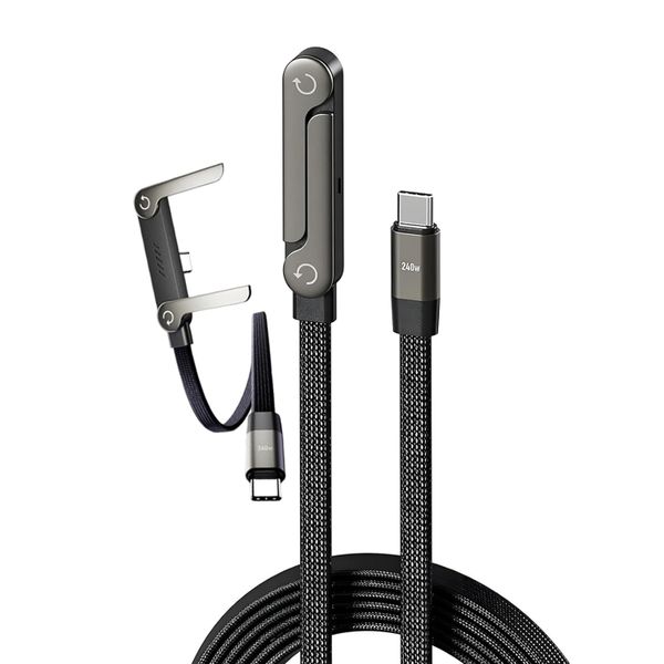 VOLPHOR 240W Fast Charge Type-C To Type-C Cable 1.5m,2in1 Stand,LongLasting