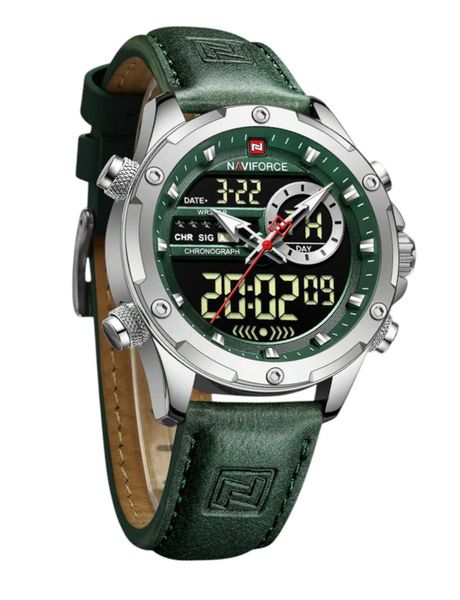 NAVIFORCE - Water Resistant Watch With Dual Display Functionality - Green