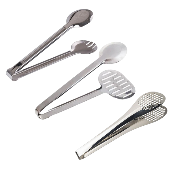Set 3 Stainless Steel Tongs - Burger Tong, Salad Tong, and Serving Tong
