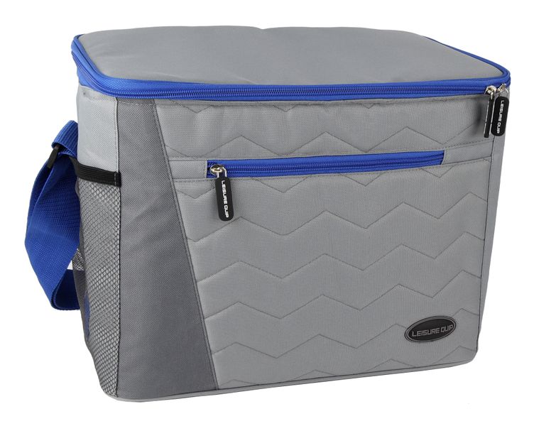 Leisure Quip Quilted Cooler Bag 30 Can Grey/Blue Food Safe Alum Foil Lining