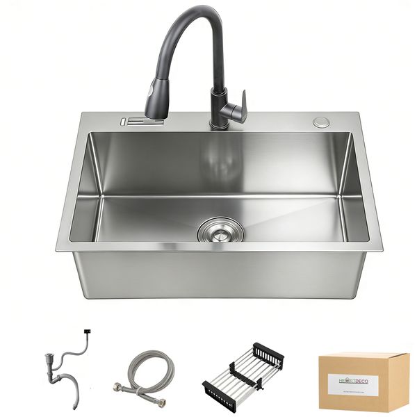 Heartdeco Stainless Steel Kitchen Sink Set (60x45cm) - Silver