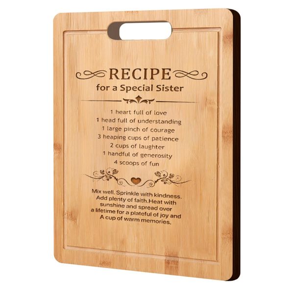 Sister Birthday Gifts Laser Engraved Bamboo Cutting Board Gifts for Women