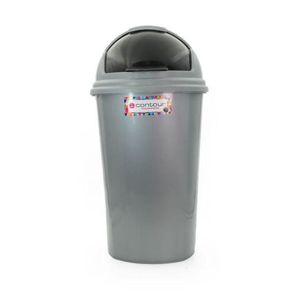 Contour Housewares Round Flip Lid Refuse Bin - 25 Litre Capacity (Silver)