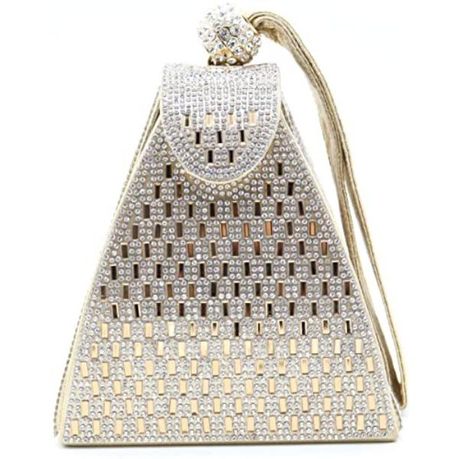 Women s Small Pyramidal Shape Shiny Clutch Handbag