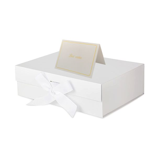 Magnetic Closure Gift Box With Presents Ribbon And Card