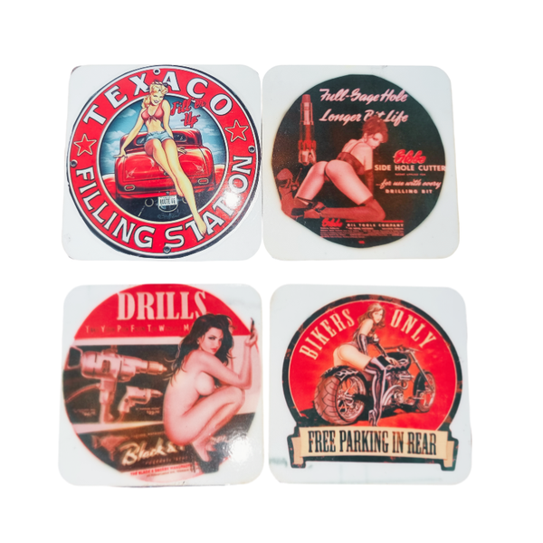 Retro Pinup Girl Style Bar Coaster Set of 4