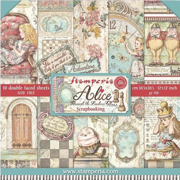 Stamperia Alice Through the Looking Glass 12x12 Maxi Paper Pad 22pg