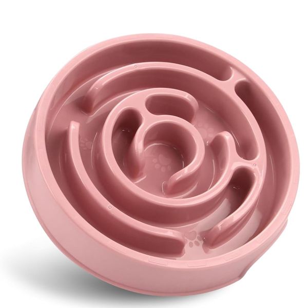 Slow Feeder Maze Puzzle Bowl, Non Slip Interactive Food Dishes - Pink