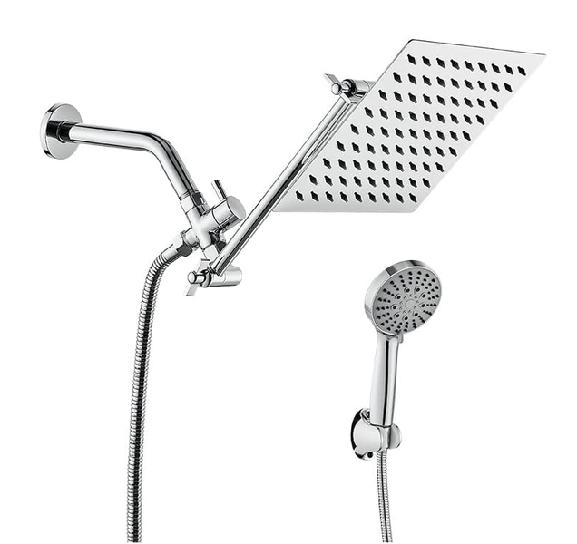 8 inch Shower Head Set Extension Bracket w/ Gear Height Adjustment Arm Pole