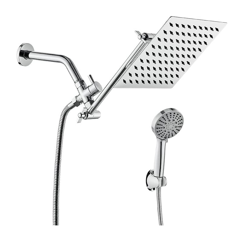 8 inch Shower Head Set Extension Bracket w/ Gear Height Adjustment Arm Pole