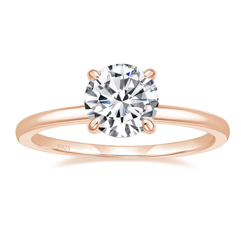 Rings Wedding Somen Round Cut Solitaire Cubic Zirconia - Rose Gold ...