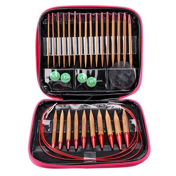 13 Pairs Interchangeable Carbonized Bamboo and Aluminum Circular Knitting
