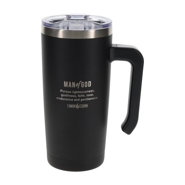 Stainless Steel Travel Mug with Handle - Man of God, Black