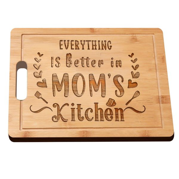 Laser Engraved Bamboo Cutting Board Mom's Kitchen Birthday Gifts for Mom