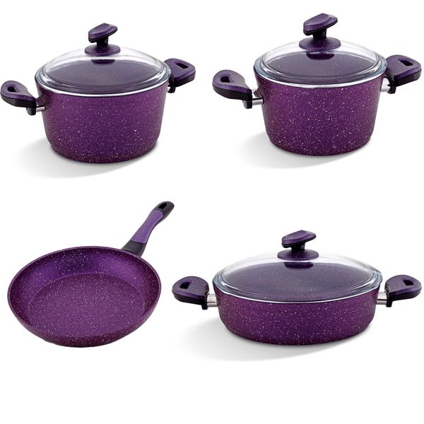 Bonera Granite Cookware Set of 7pieces Vogue Assorted Color (Purple)