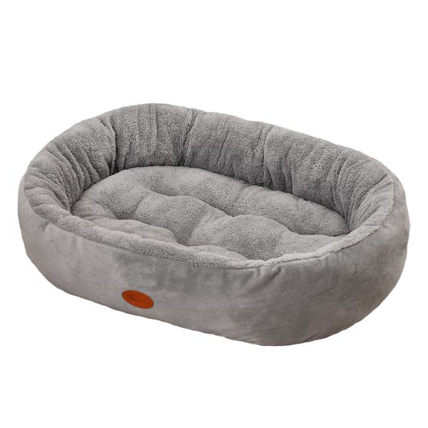 Winter Warm Thickened Oval Pet Bed - Gray-60x48cm