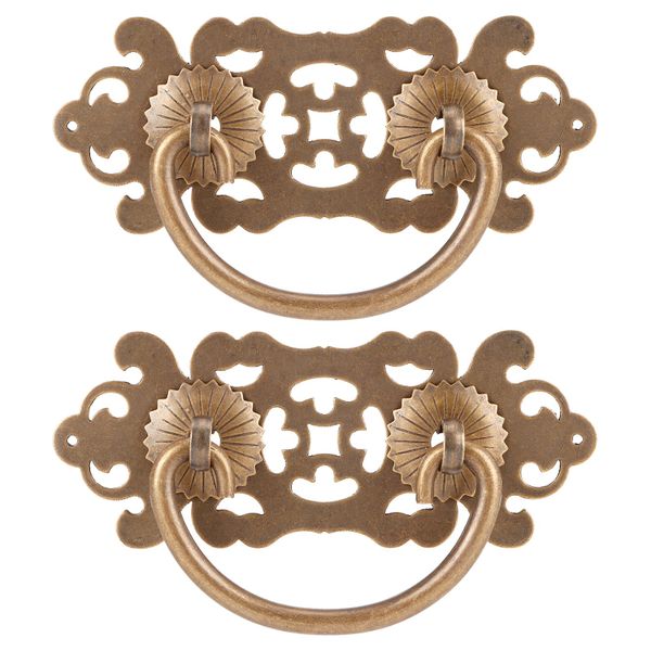 2 Pieces Antique Hollow Copper Handles For Bookcases