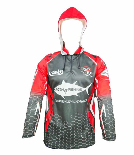 Extreme Red Black Hoody Fishing Shirt