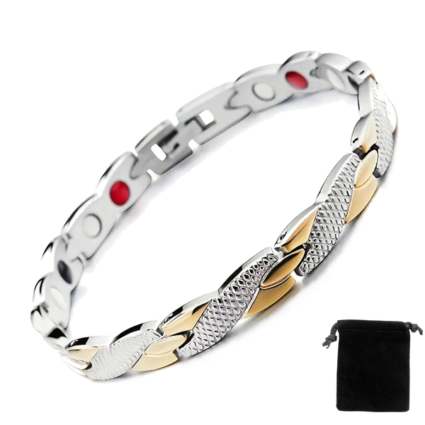 Elegant Two-Tone Magnetic Therapy Bracelet 4-in-1 Wellness Elements - NJB1