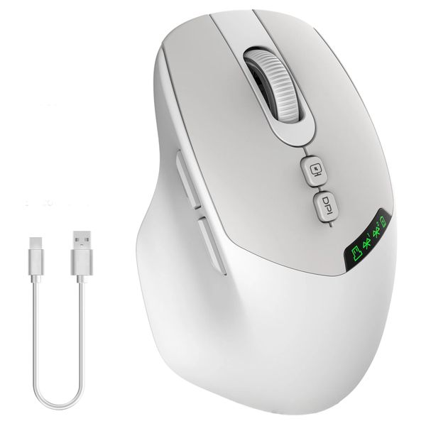 BluetoothDual-ModeWirelessMouse,Silent Rechargeable 3200DPI,Digital Display