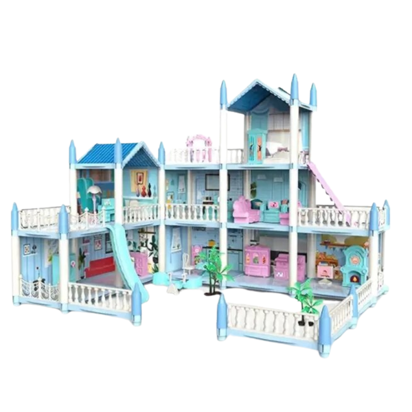 Blue Playhouse Dollhouse Set Villa Princess Castle Set