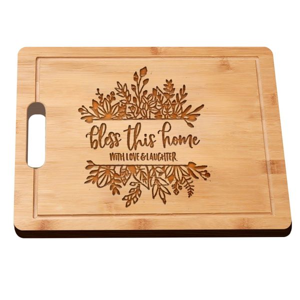 Laser Engraved Bamboo Cutting Board Bless This Home New Home Gifts for Her