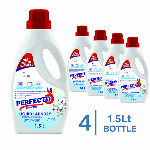 4 Pack | Liquid Laundry Detergent | 1.5Lt | Velvet Cotton | Perfecto