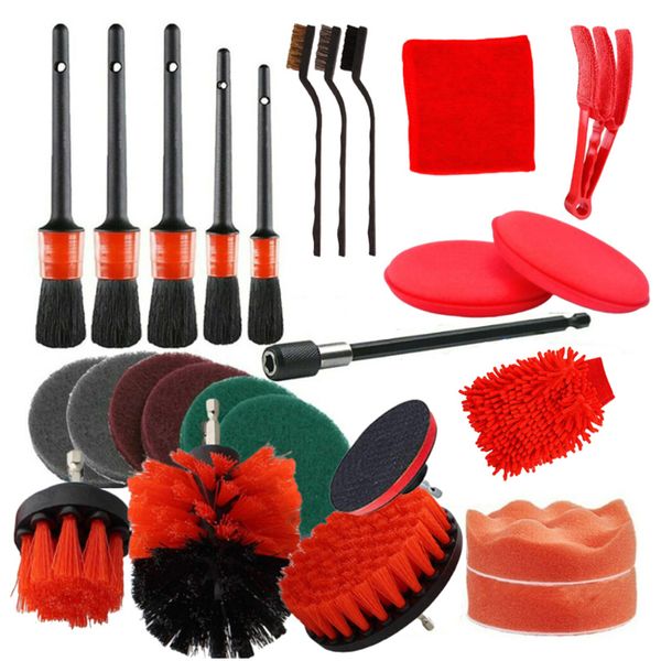 26-In-1 Auto Detailing Brushes Set for Car Interior Exterior Cleaning