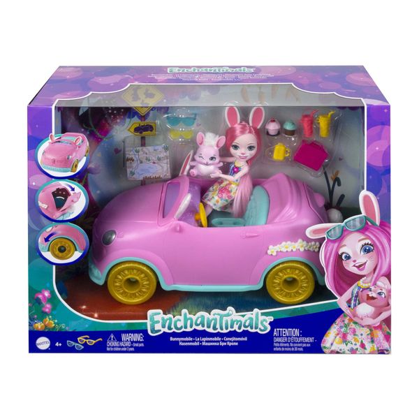 Enchantimals Bunnymobile Car With Doll, Bunny Figure, And Accessories