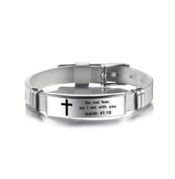 Christian Stainless Steel Bracelet for Men - "Do Not Fear" Bible Verse