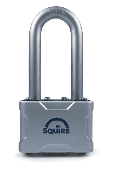 Padlock 50mm long shackle laminated Squire