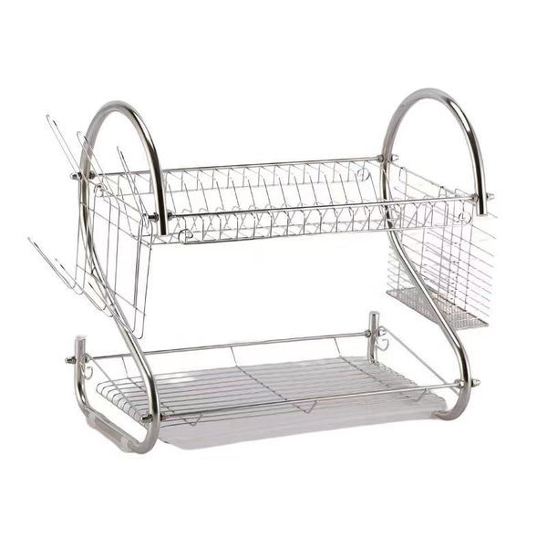 Removable Bowl &amp; Dishes Shelves with Two Layers and Draining