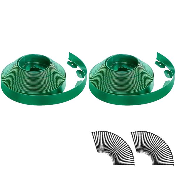 20m Garden Grass Lawn Edging L-Shaped 3.8cm Height, 10m/Rollx2 with Nails