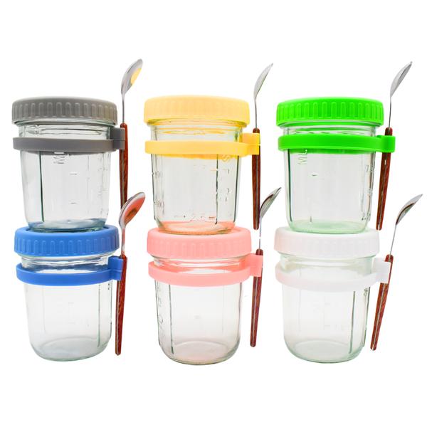 Bestby-6 Pack Overnight Oatmeal/Meal Prep Jars With Lids And Spoons(300ml)