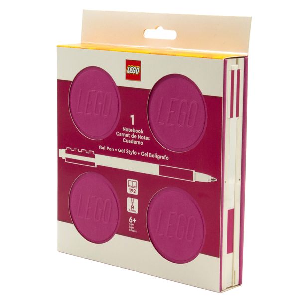 LEGO Locking Notebook with 16cm Gel Pen - Violet - 384 Dotted Pages