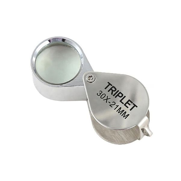 Folding metal glass lens 30x magnifying glass