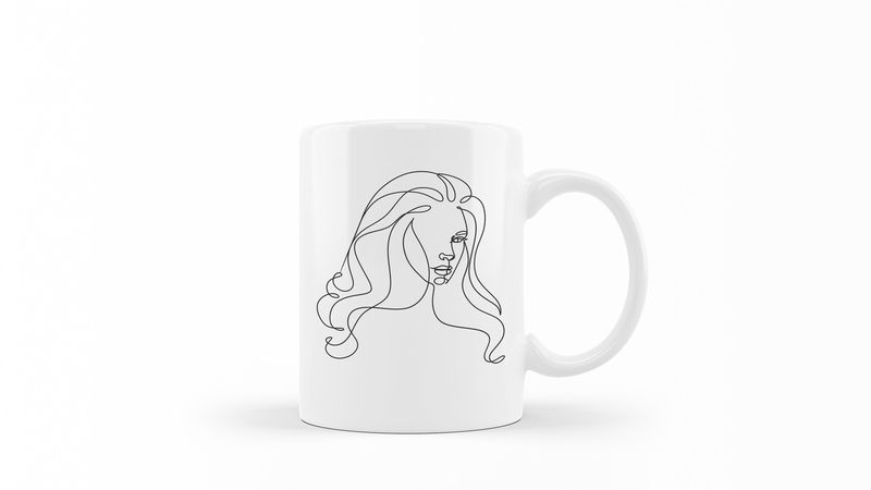 Designer Line Art Coffee Mug - Beauty 39