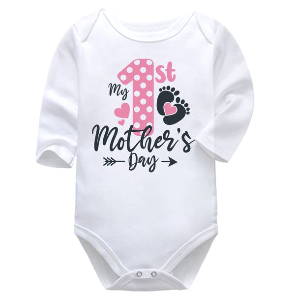 My 1st Mother's Day Pink Baby Vest Bodysuit Onesie Long Sleeve