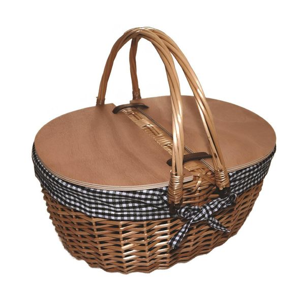 Vintage Wicker Picnic Basket with Fabric lining